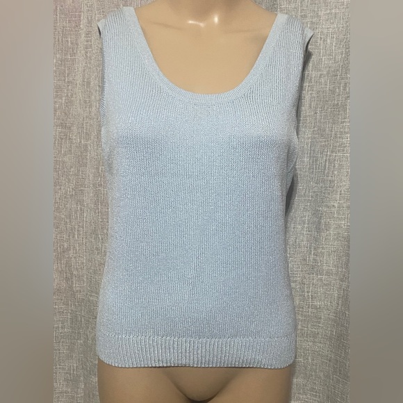 St. John Collection By Marie Gray knit sleeveless top-SMALL- in powder blue - Picture 1 of 5